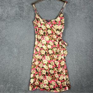 NWT VTG Rare 90s Betsey Johnson Mini Floral Dress Spaghetti Strap 100% Silk Sz 6